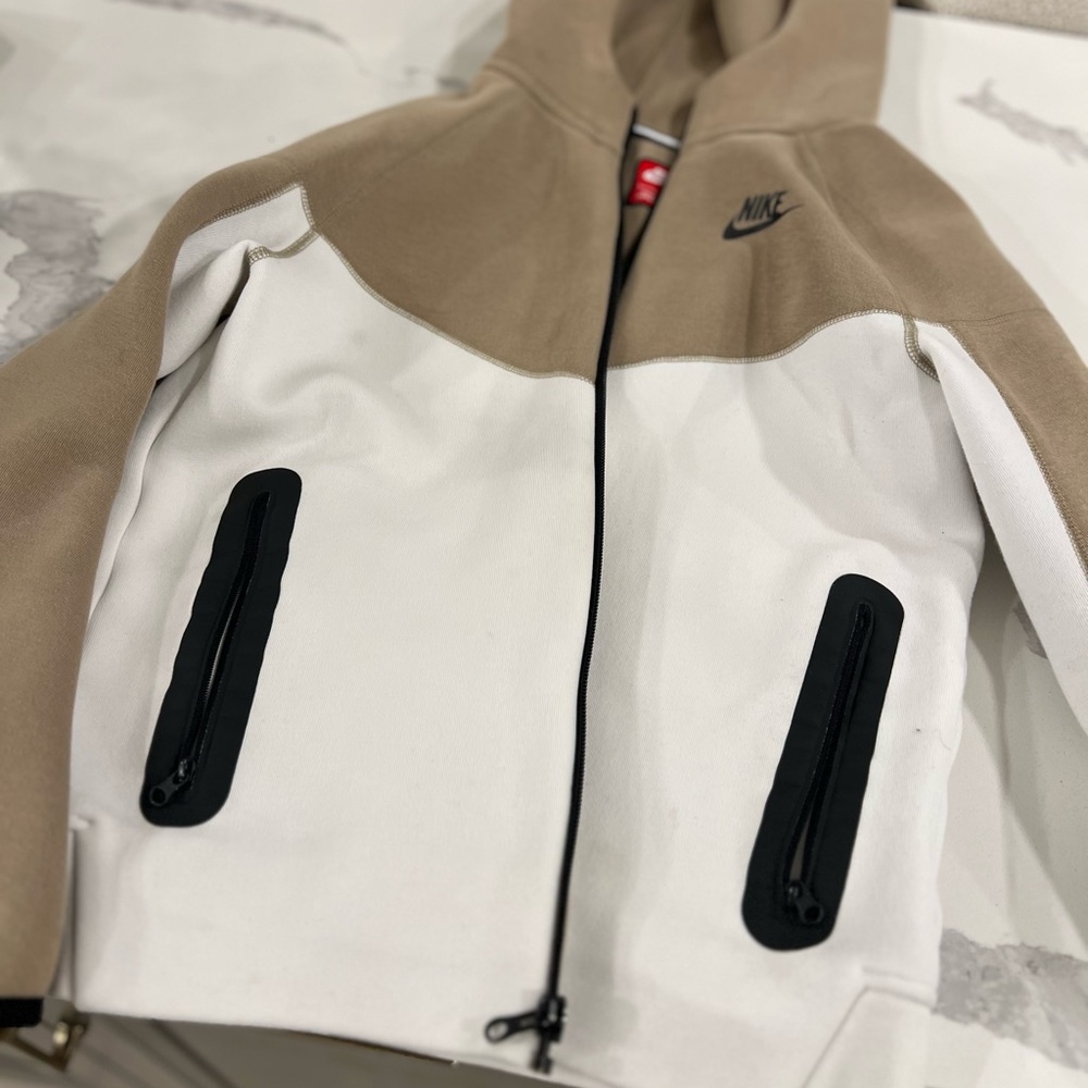 Nike Beige and White Jacket with Black Accents